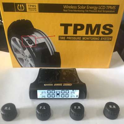 TPMS Tyre Pressure Monitoring System Solar Power Monitor Wireless LED Display 4 External Sensor Passenger Car tire