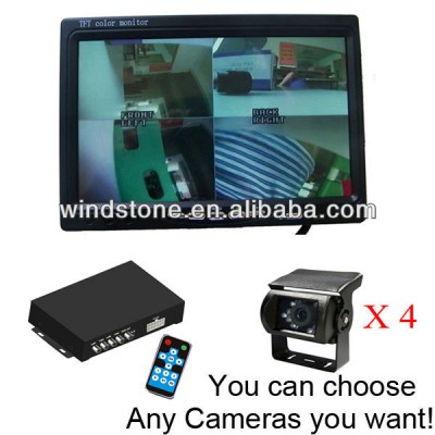 Video Multiplexer 4 Nightvision Camera 7 inch Car Quad Monitor